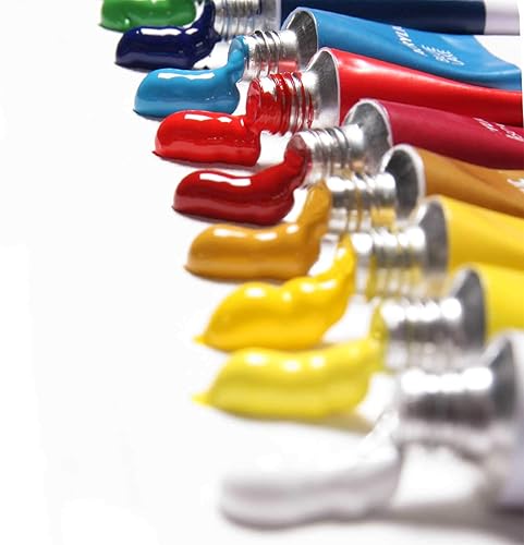 Miniatura 5 de Caballete de escritorio con pinturas acrílicas, caballete de escritorio ajustable de madera, 12 tubos, lienzo, pinceles y paleta para pintura,