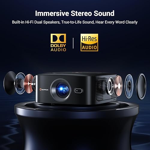 Miniatura 5 de Proyector inteligente Google TV con licencia oficial 1500 ANSI, HAPPRUN 4K Full HD Home Theater con enfoque automático, sonido Dolby, Wi-Fi