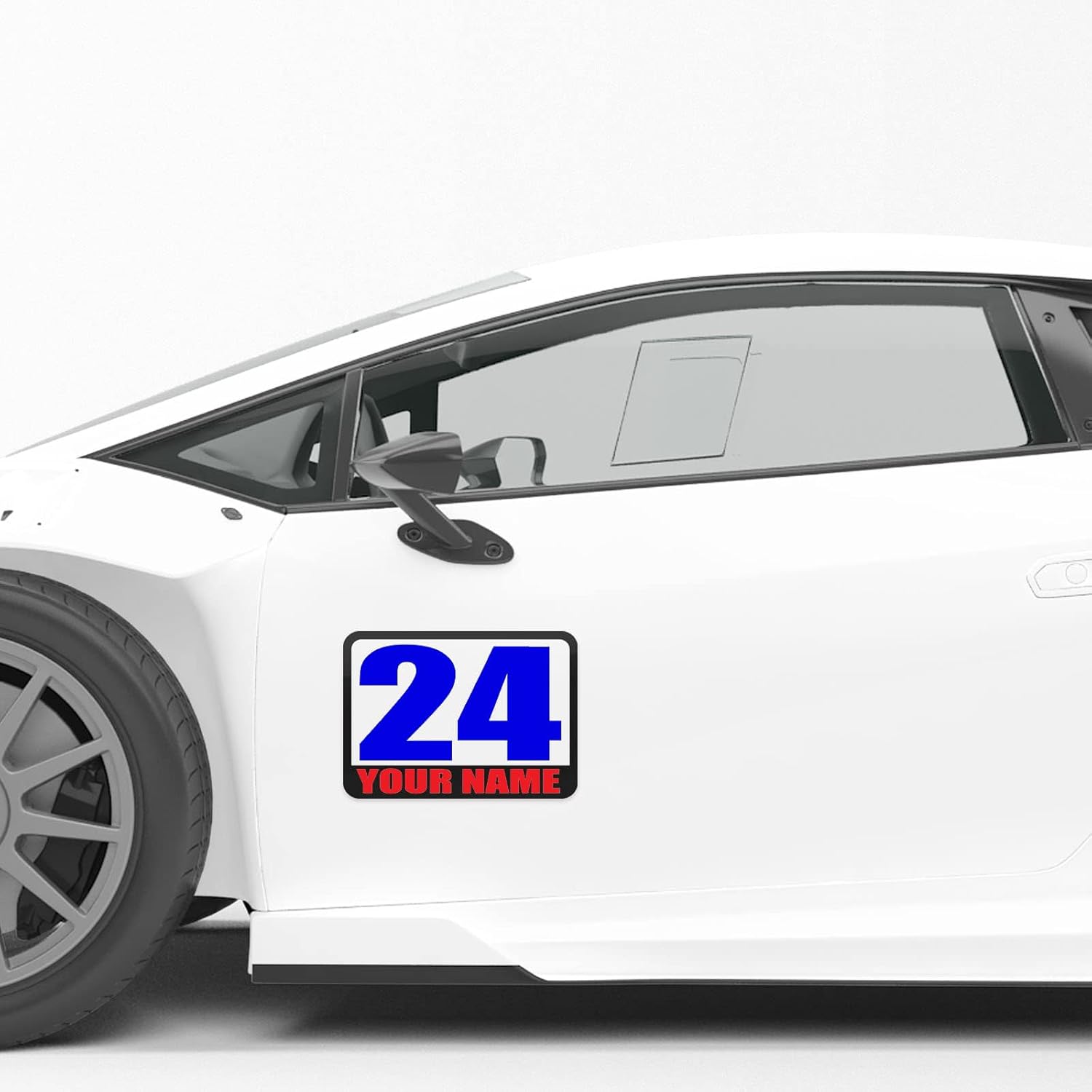 MC MOTOPARTS Fully Custom Magnet Racing Track Day Autocross Numbers Sticker Name Flag Car Door Vinyl Decal - 10" 12" 14" Inch - 2 Pieces - 27 Color - 22 Font - Custom Your Uniqe Decal