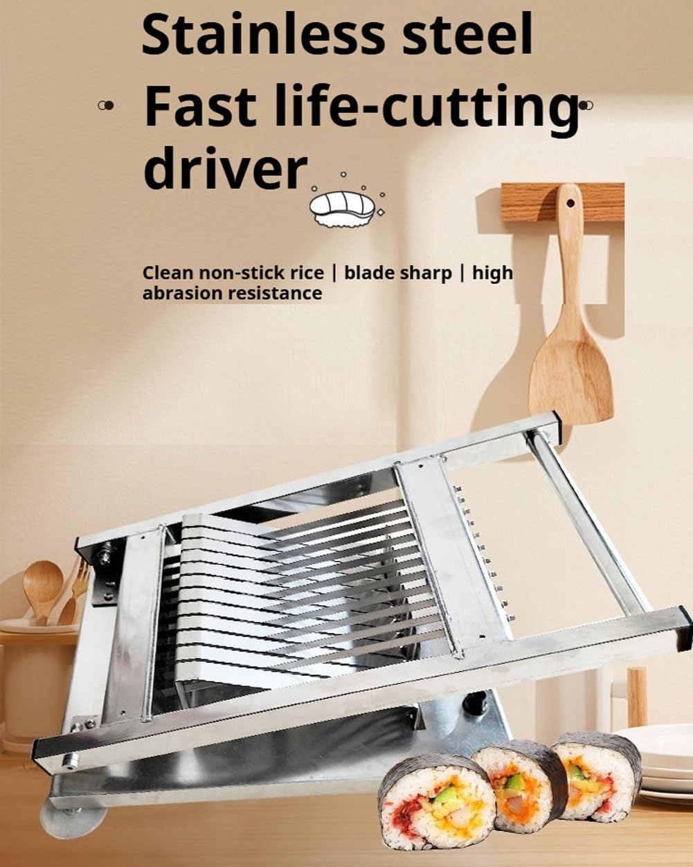 Sushi Roll Slicer, Edelstahl Schneidemaschine zum einfachen Schneiden von 8/10/12 Segmenten, Quick Clean Design für Restaurants, Snackbars, Catering