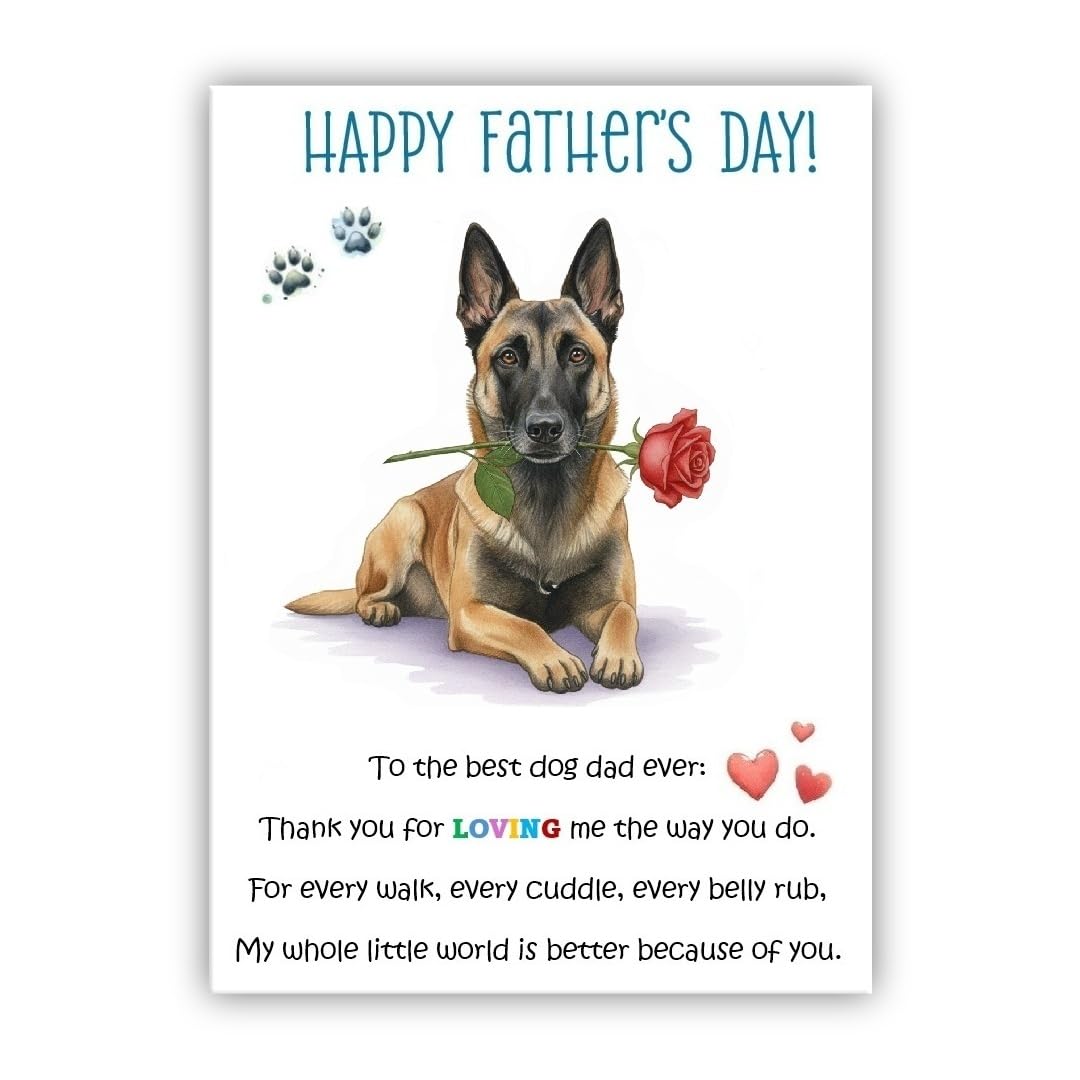 Father’s Day Card From the Dog. Multiple Breeds Available. Cute Fathers Day Pet Card. To The Best Dog Dad Ever (• Belgian Malinois)