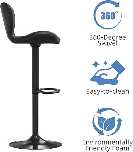 Miniatura 6 de JAMFLY Juego de 4 taburetes de bar, taburetes de bar ajustables de cuero, taburetes de bar modernos, sillas de isla juego de 4 para cocina, color