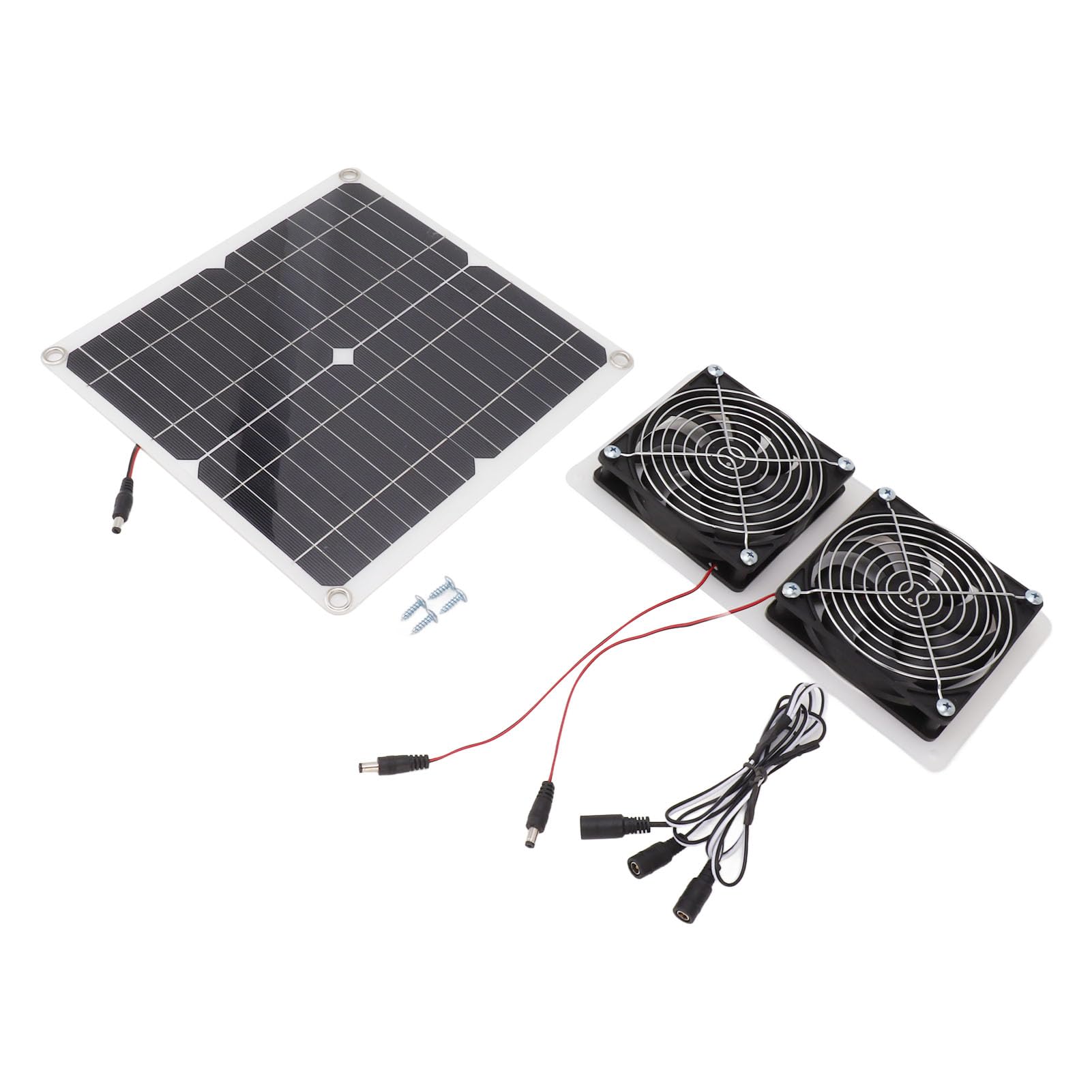 Solarpanel-Ventilator-Set, 15 W, Doppelventilator, Wetterfest, mit 130 Cm Verlängerungskabel für Kleines Hühnerstall-Gewächshaus Im Freien