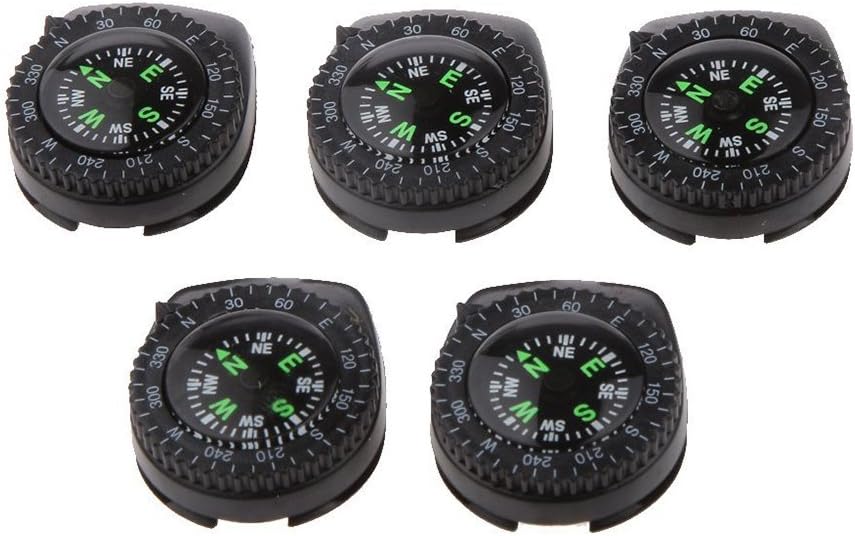 Soccik Watch Strap Compass Mini Compass Bracelet Compass for Activities Orientation Navigation Tool Pack of 5 Black