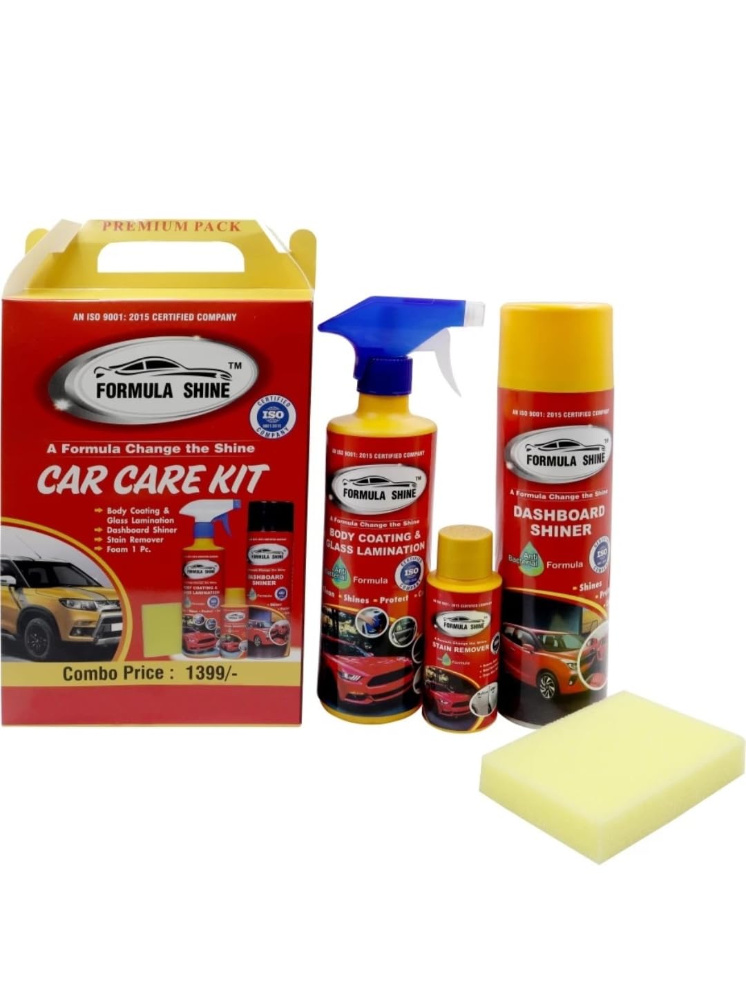 FORMULA SHINE - Large Kit Dashboard Shiner-350 + Stain Remover 70g + Body Coating - 500 ML+ Sponge-(920ML)-image-2