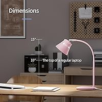 Vista 6 de AXX TU08 Pink Cute Desk Lamp with USB Charging Port, 650 Lumens 3-Color Modes, 5-Touch Dimming, 30/60-Minute Timer, 18-Inch LED Small Table Light