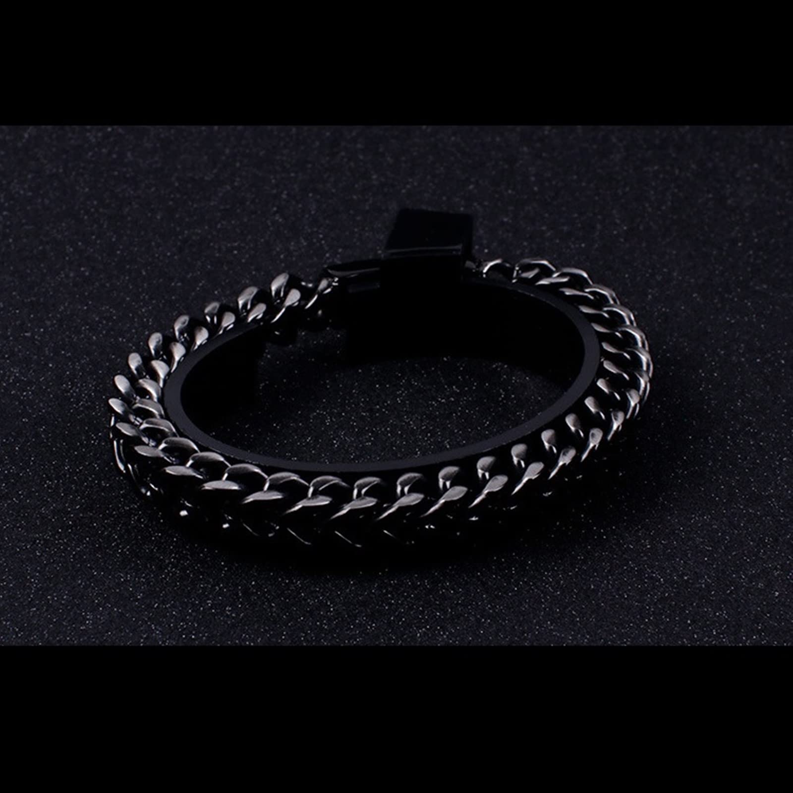 Guaily Braccialetto Acciaio Inox Uomo, 8mm Larghezza Bracciale a Catena di Grano, Bracciali Uomo Vintage 22 cm
