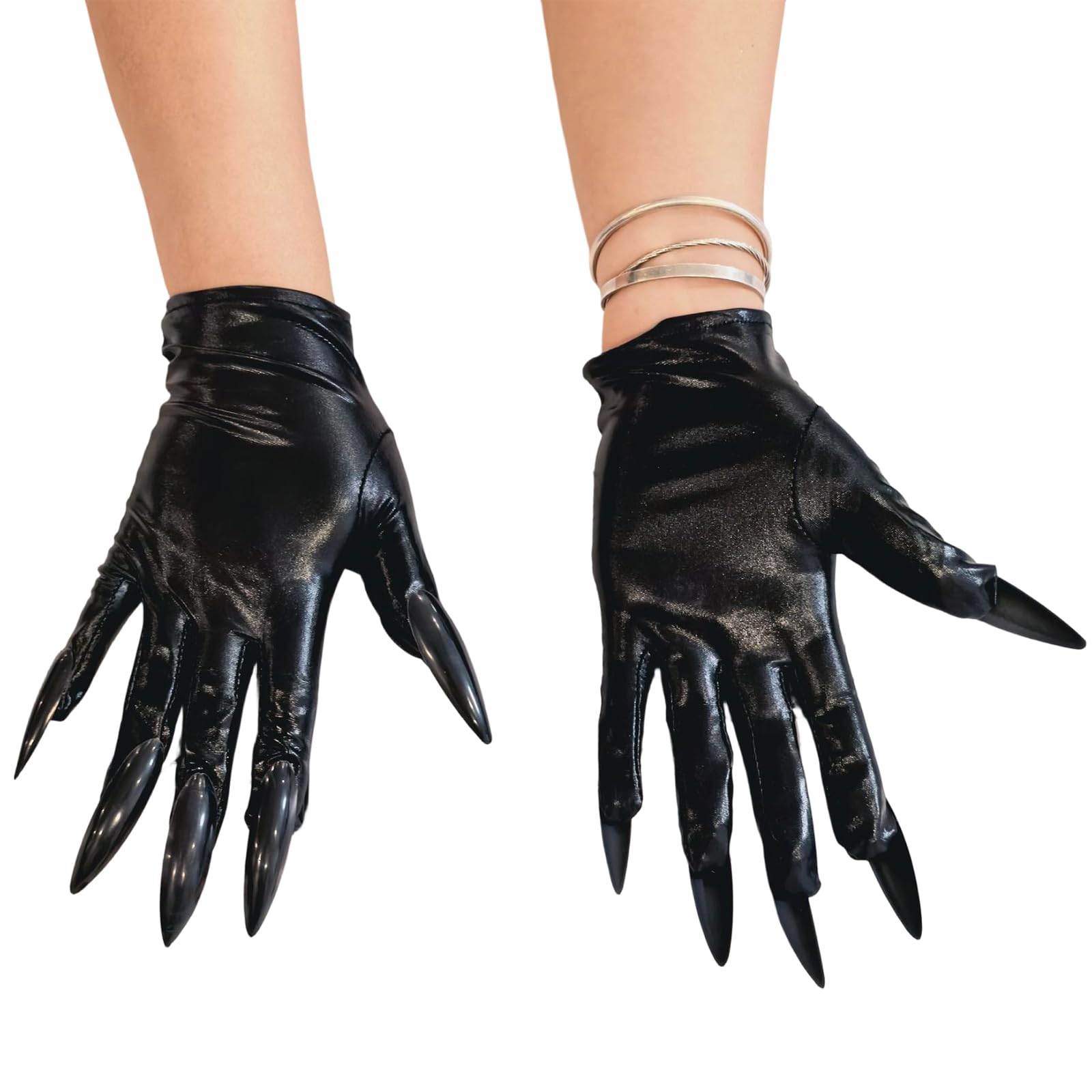 MICFENY Halloween Cosplay Accessory Long Fingernails Stage Gloves Breathable Fabric For Dance Magics Shows And Themed Costume Pa