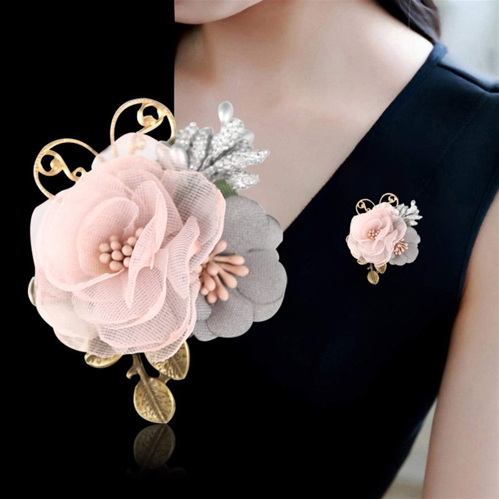 Broche de Cinta para Mujer, Broche de Tela, Ramillete de Flores para cárdigan, Chal, alfileres y broches, Accesorios de Ropa