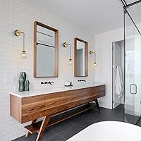 Vista 4 de BOKT Juego de 2 apliques de pared modernos de mediados de siglo con forma de globo de latón cepillado dorado juego de 2 lámparas de pared de bola