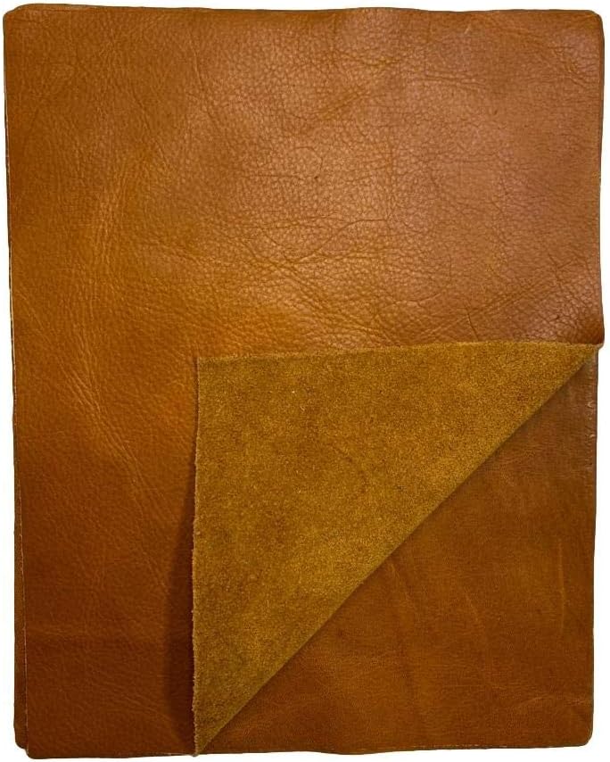 The Tannery NYC Natural Grain Cow Leather: 8.5'' x 11'' Pre Cut Leather Pieces (Whiskey Distressed, 1 Piece)