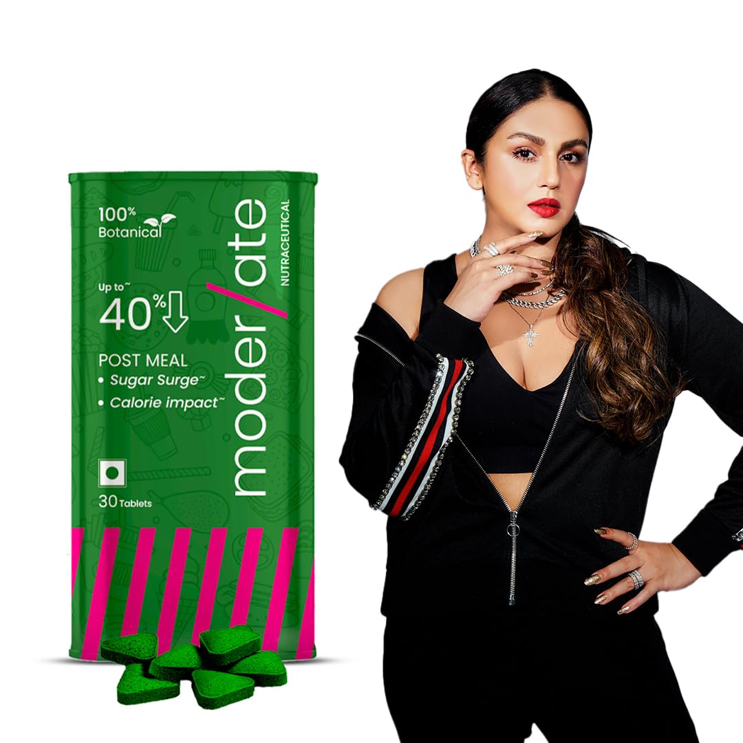 Moderate 100% Botanical Pre-Meal Supplement | Reduces Calories, Carbs, & Sugar Absorption by Upto 40% | Aids Sugar Control, Weight & Energy Management | For Men & Women - 30 Tablets (Pack of 2)