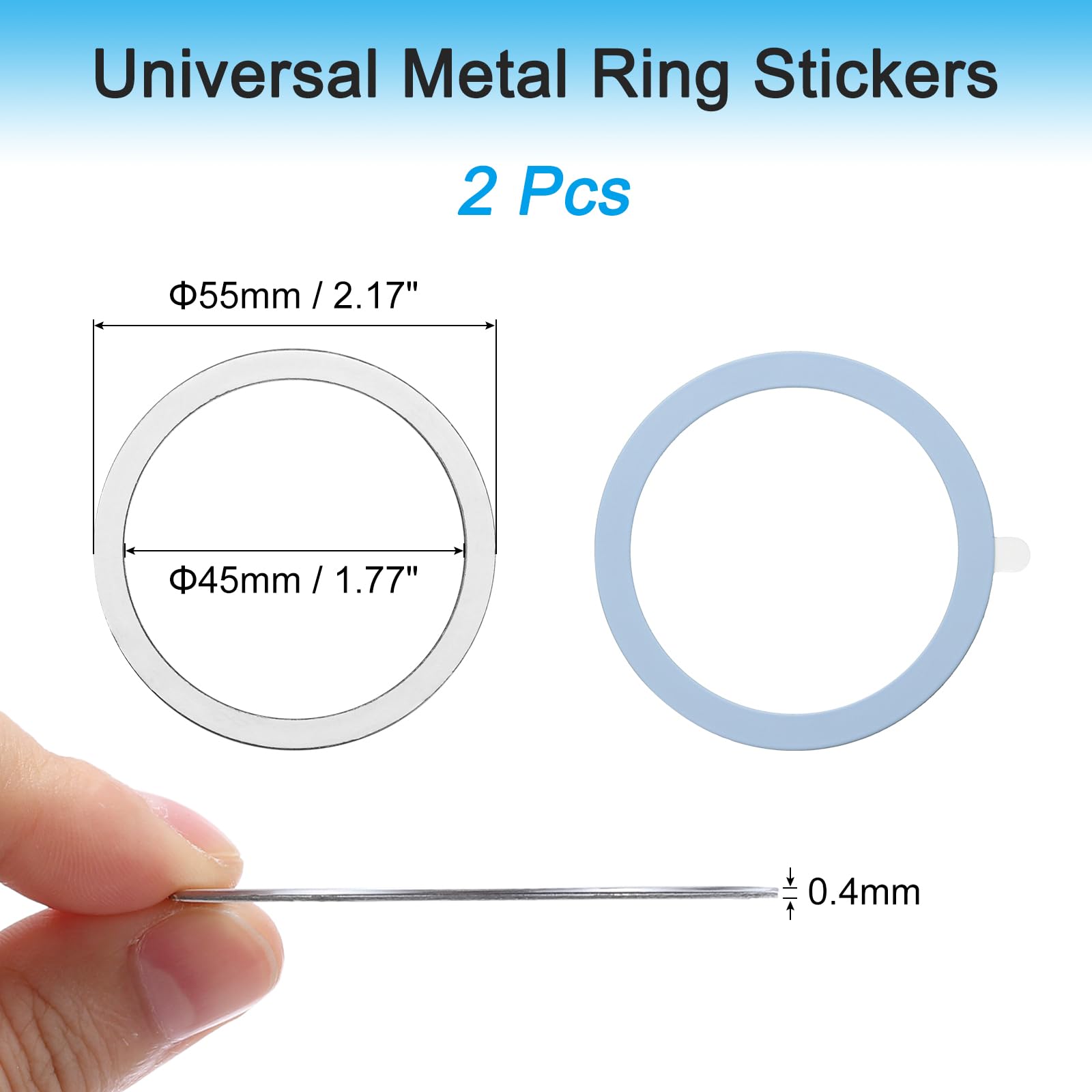 QUARKZMAN 2 adesivi magnetici, diametro 55 mm, anello magnetico, per ricarica wireless, supporto per cellulare, supporto per auto senza fili (blu)