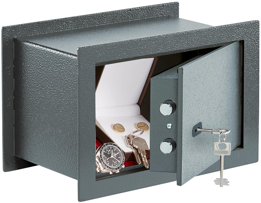 Burg-Wächter - Coffre-fort mural avec clé - 10,6 l - 9,98 kg - Pure-Safe PSW 120 K - Anthracite - Extérieur : 254 x 360 x 195 cm (H x l x P)