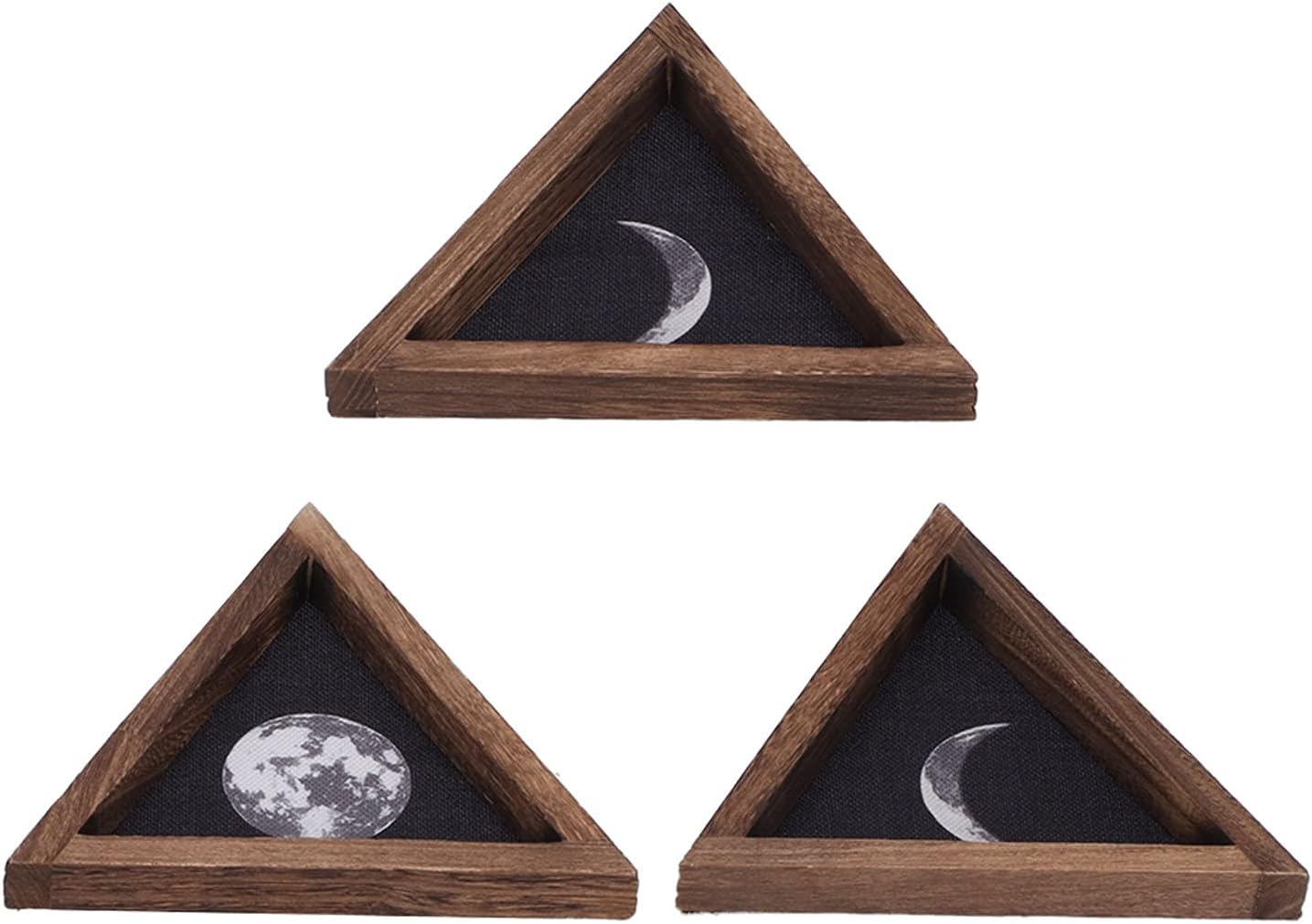 Wall Decor, Pine + Linen Traingular Wall Moon Decor 3Pcs for Home for Living Room for Wall for Bedroom