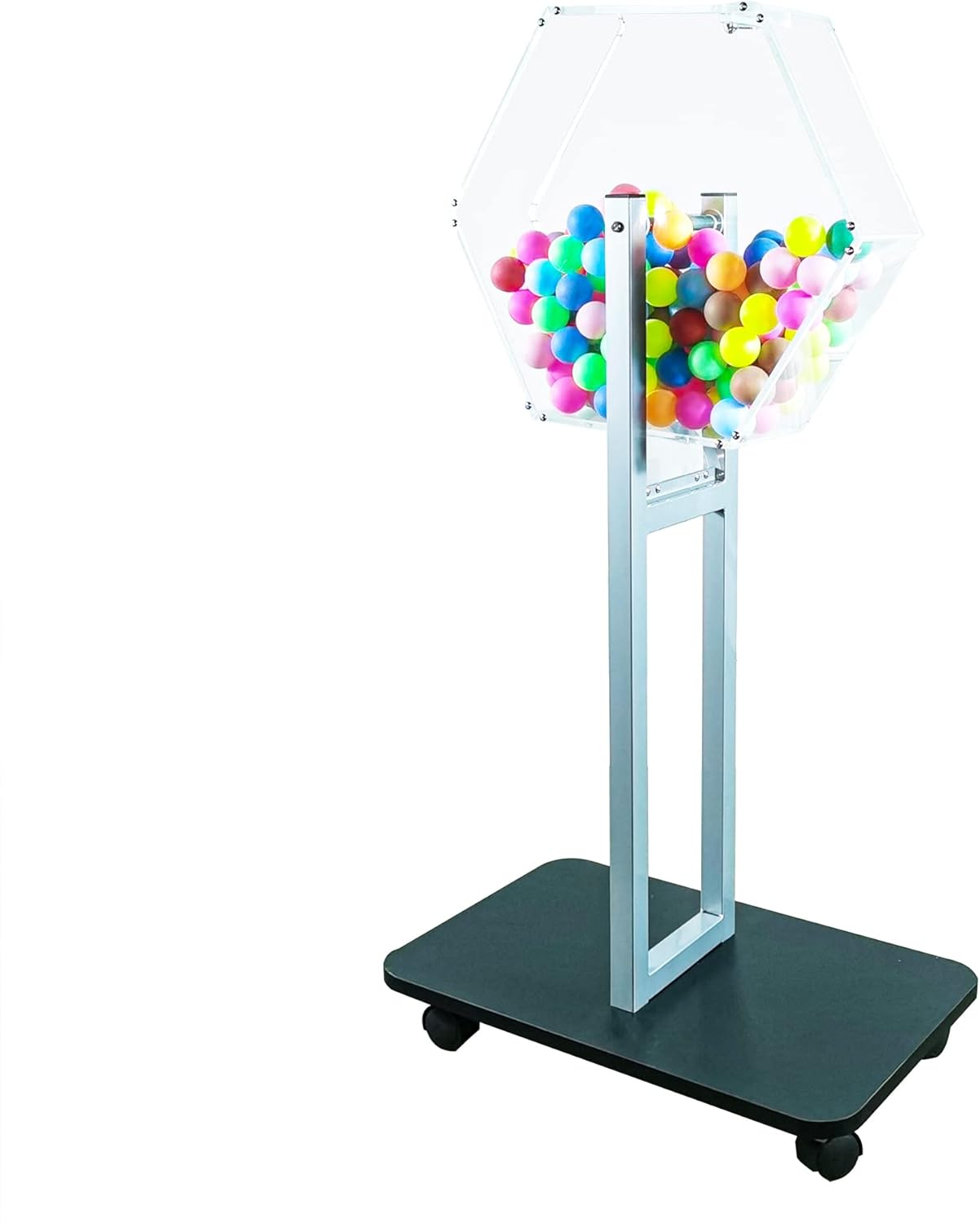 FixtureDisplays® Acrylic Raffle Drum with Wheels, Floorstanding - Clear & Black 23X15X45" 119571NEW