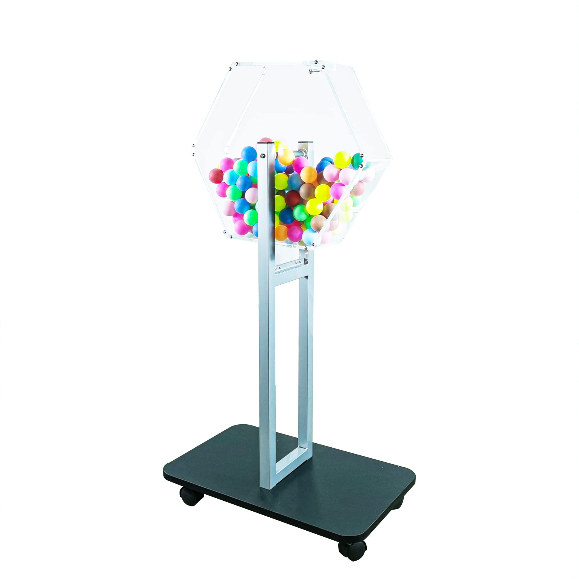 FixtureDisplays® Acrylic Raffle Drum with Wheels, Floorstanding - Clear & Black 23X15X45", 119571-NEW-NF