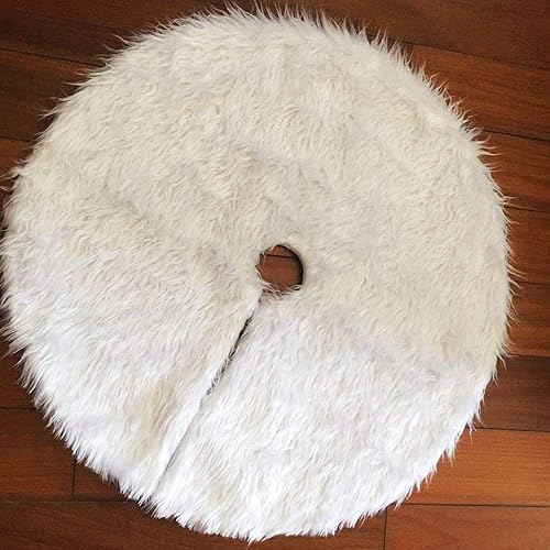 Miniatura 5 de BinaryABC Falda de felpa para árbol de Navidad, decoraciones de árbol de Navidad, adornos de árbol de vacaciones, 30.7 in (blanco)