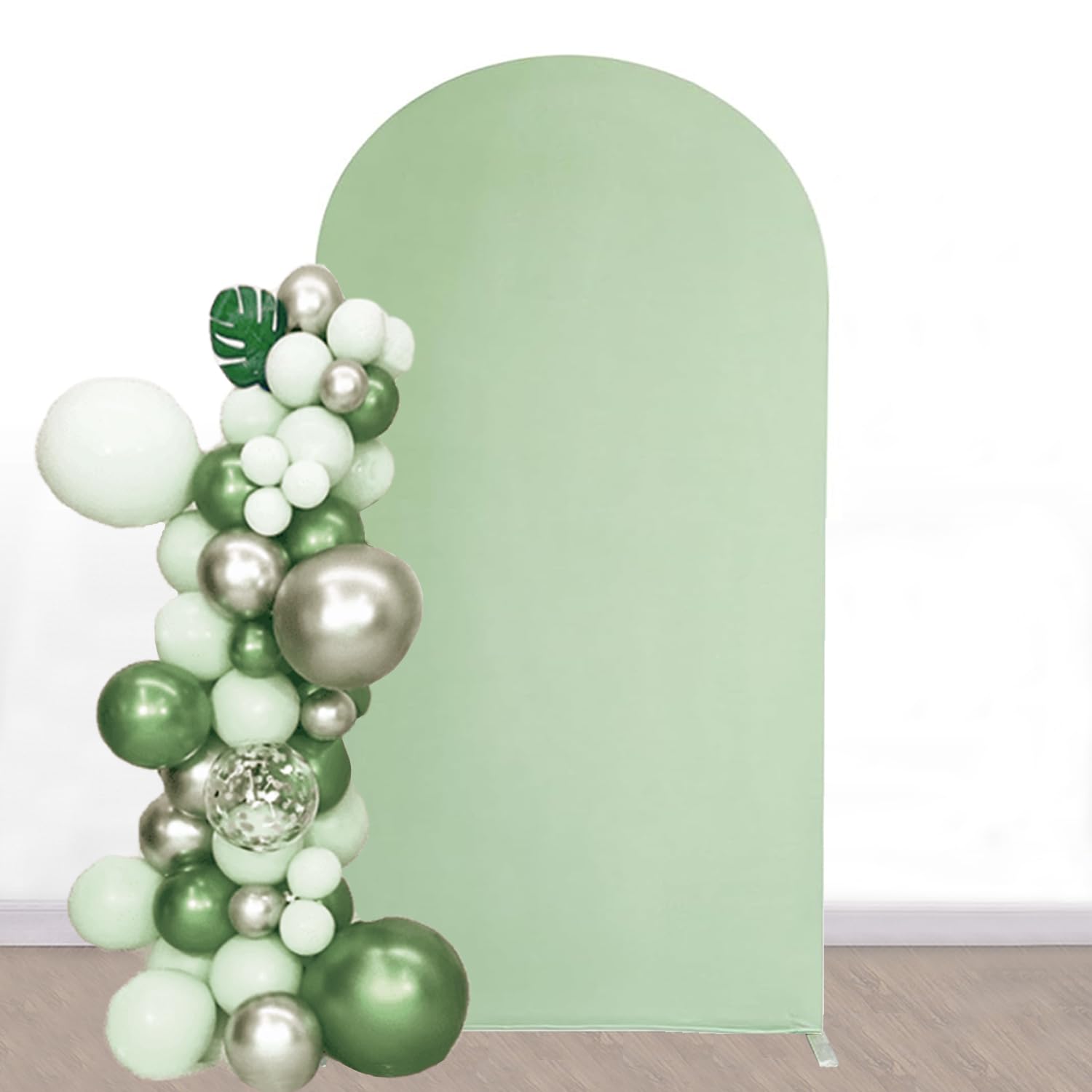SINSSOWL 7.2 FT Arch Backdrop Cover Spandex Arch Cover Fitted Wedding Arch Backdrop Fabric Cover for Reception Bridal Shower Birthday Party Gender Reveal Backdrop Decoration (Sage Green)