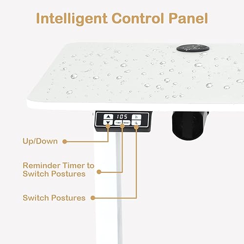 Miniatura 7 de Escritorio eléctrico de pie ajustable de 55 pulgadas de altura con soporte para tazas y soporte para auriculares, estación de trabajo ergonómica de