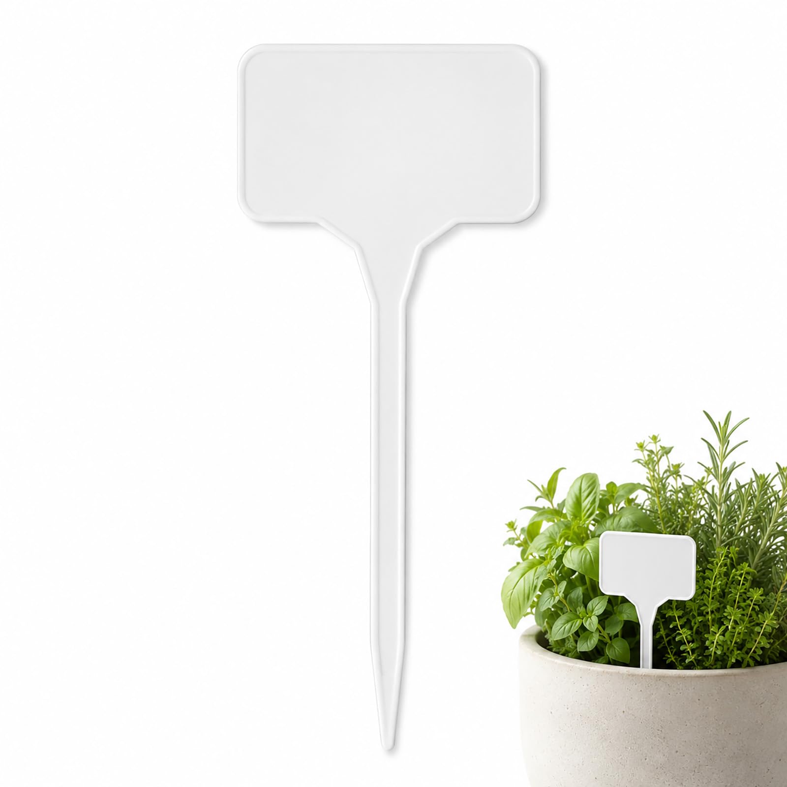50Pcs Large Plastic Plant Labels for Outdoor Plants, 15x5.5cm White T-Type Garden Tags, Waterproof UV Resistant Markers for Vegetables Herbs Potted Plants