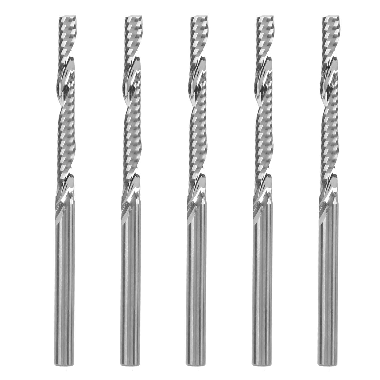 5 pezzi fresa a spirale in acciaio al tungsteno per intaglio del legno, gambo da 3,175 mm, utensile da taglio ad alta velocità per la lavorazione del legno, usura durevole