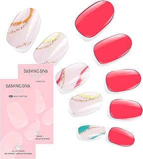 Dashing Diva Glaze Nail Strip Duo - Berry Bright Collection - Sonic & Suns Out Swirl - Long Lasting, Chip Resistant, Semi-Cured Gel Nail Strips - Contains 2 Colors