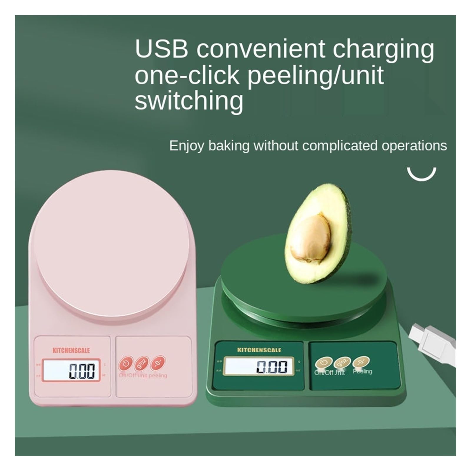 Báscula De Cocina Balanza Electrónica For Hornear Gramos Comida Pequeña For El Hogar Alimentos Alta Precisión Medición Precisa Esfuerzo(Green charging 10 kg)