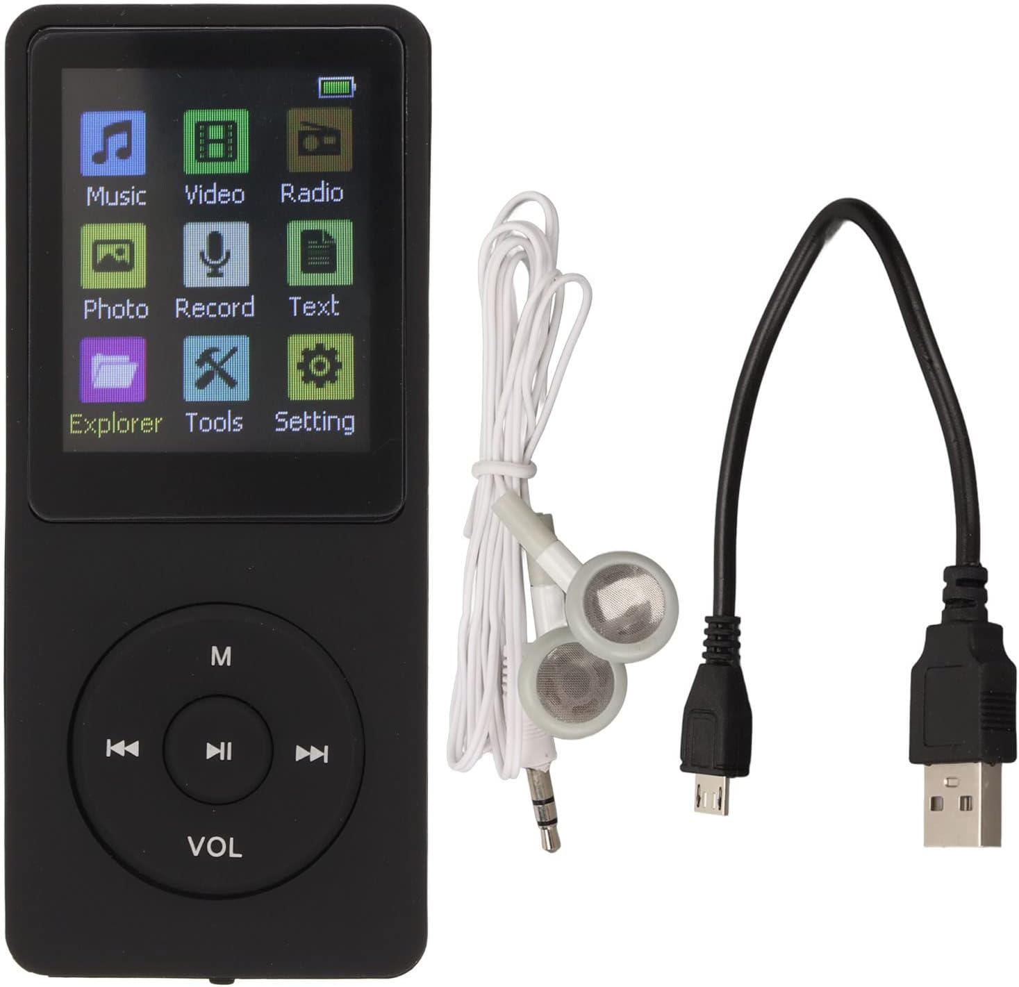 Music Player, Easy Use Support Small Memory Card MP4 Player Portable for Students for Entertainment (Black) : Electronics