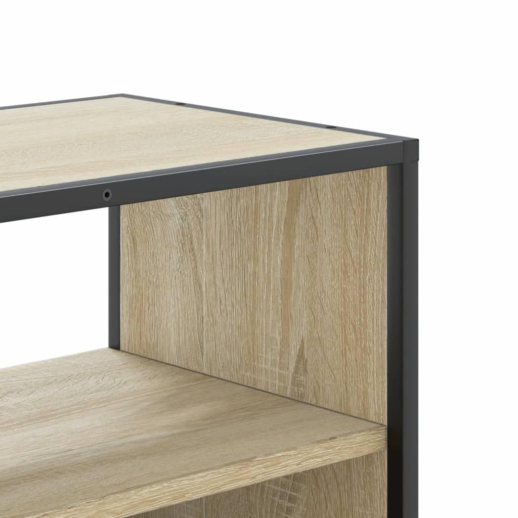 Mobile TV in rovere Sonoma con struttura in metallo, 100 x 31 x 39,5 cm, in legno, con vano portaoggetti, cassetto e ripiano, mobile per soggiorno, per gaming e camera da letto