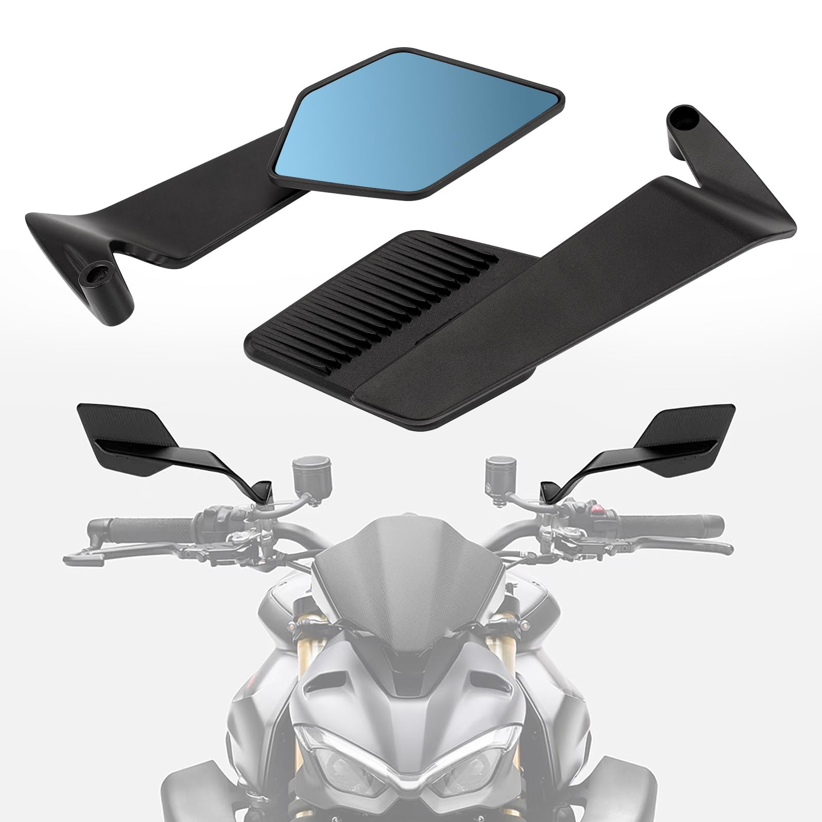 Yhnqfb A 2Pcs Motorcycle Rearview Mirrors For Triumph Speed Triple 1200 Rs, Wind Wing Stealth Side Mirrors Djustable Luminium Lloy Side Mirrors High Definition Nti‑Glare,