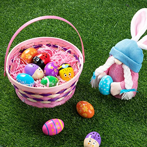 JOYIN 3 Teiliger Geflochtener Bambus Osterkorb mit Tricolor Graspapierfetzen, Ostereier Wiker Korb mit Griff für Picknick, Gastgeschenke, Dekorationen