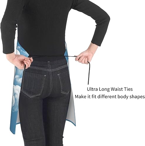 Miniatura 4 de Delantal ajustable con 2 bolsillos, delantal de cordero con un león en las nubes, delantal impermeable para lavavajillas para mujeres y hombres,