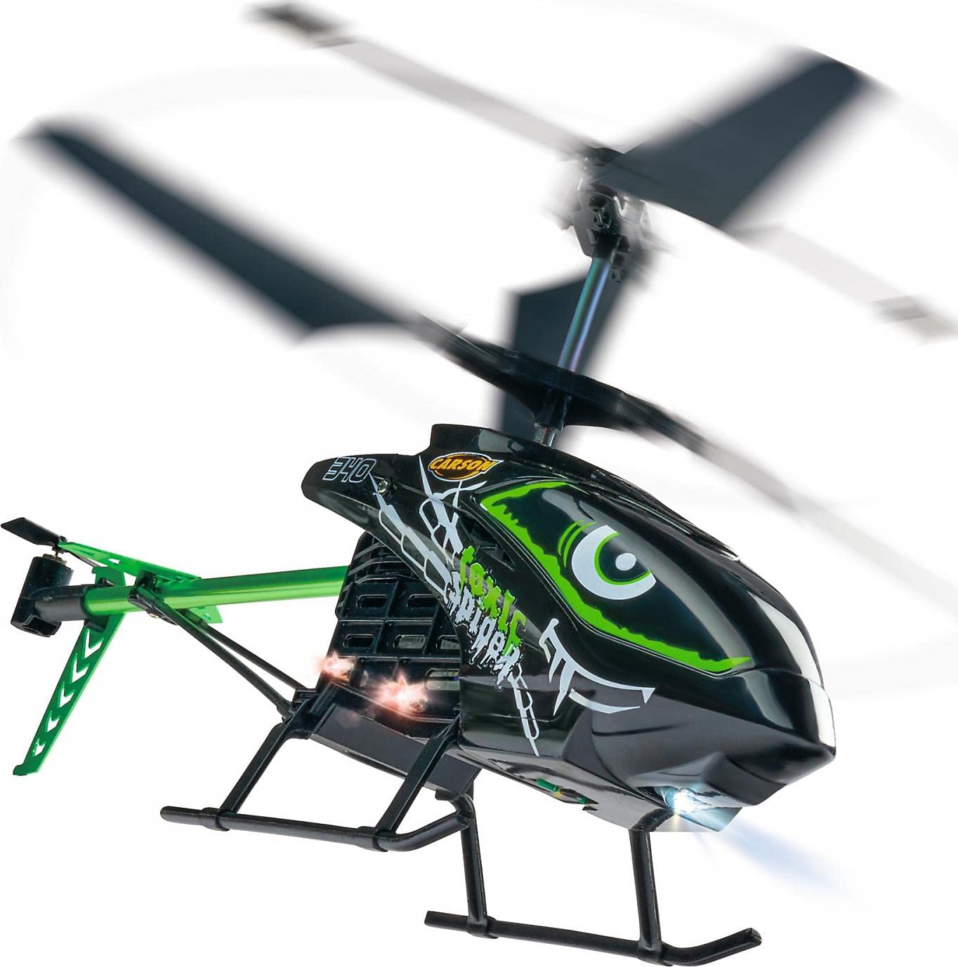Carson 500507160 Toxic Spider 340 100% zdalnie sterowany helikopter, wytrzymały model RTF (Ready to Fly) dla początkujących, dla dzieci od 12 lat, czarny