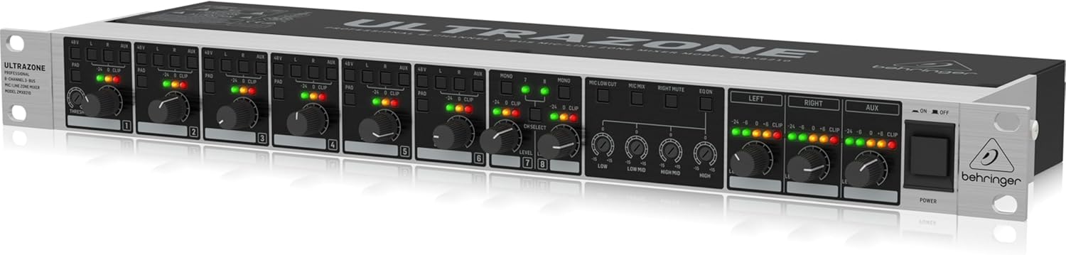 Behringer ULTRAZONE ZMX8210 V2 Professional 8 Channel 3-Bus Mic/Line Zone Mixer with Remote Control and Link Ports