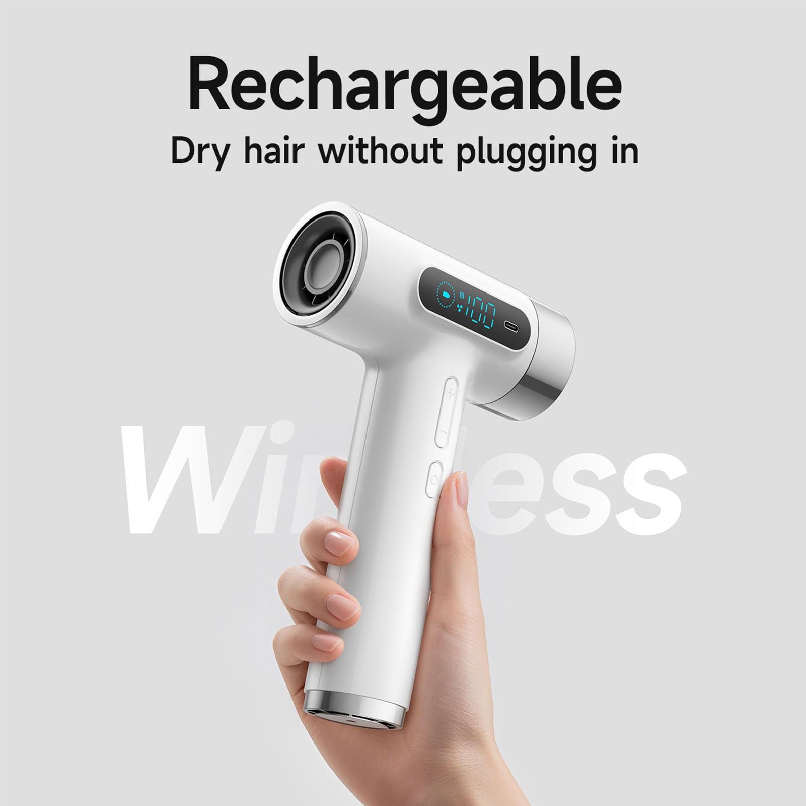 Kabelloser Haartrockner Akku Fön 300W Hochgeschwindigkeit kalter heißer Wind USB wiederaufladbarer Reisefön für Studenten Schlafsaal Reisen