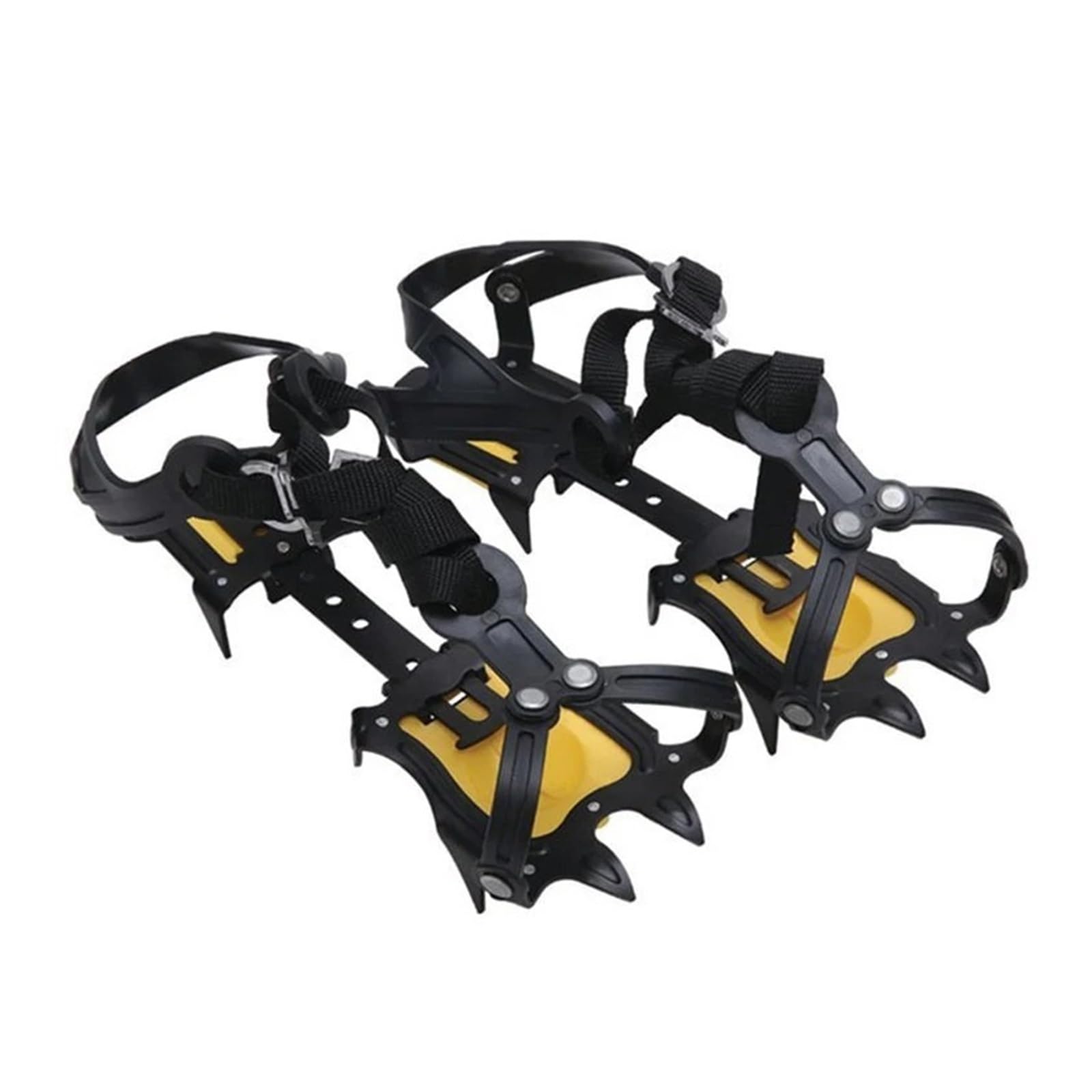 10 Zähne Professioneller Eisgreifer Klettern Schneespikes Steigeisen Stollen Krallen Griffe Outdoor Stiefel Spike Schuhe Anti Slip Wandern(Yellow Size 37-45)