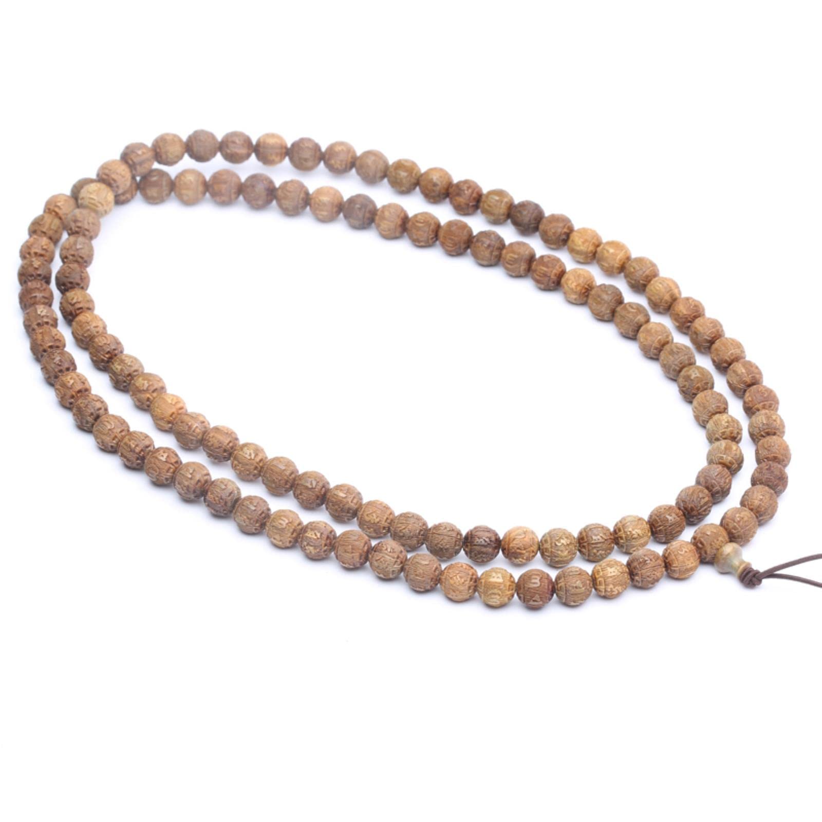 Mala-Perlen, Rosenkranzperlen, 1 Stück, natürliche Sandelholzperlen, grüne Sandelholzperlen, 108 Perlen, elastisches Armband, buddhistische Gebets-Yoga-Perlen – Standard