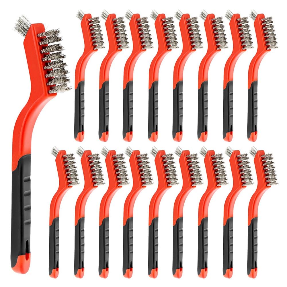 Vjsujehgy Scratch Brush Set, Stainless Steel Wire 18 Pieces for Paint, for Rust, Dirt Removal Pack