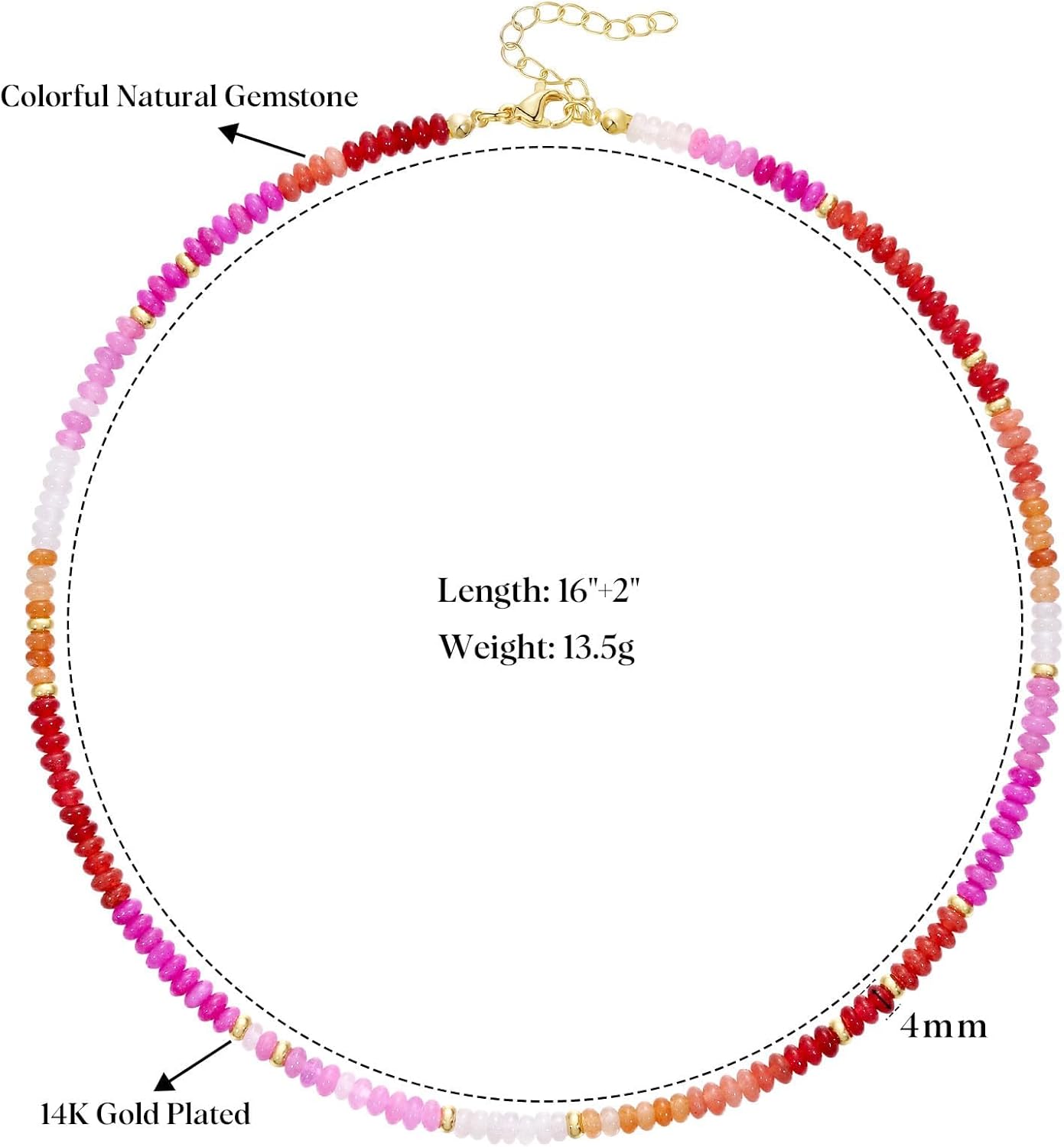 KELORIS PATH Beaded Necklace for Women, Colorful Gemstone Boho Bead Choker for Beach, Trendy Summer Natural Stone Jewelry Gifts - Image 5