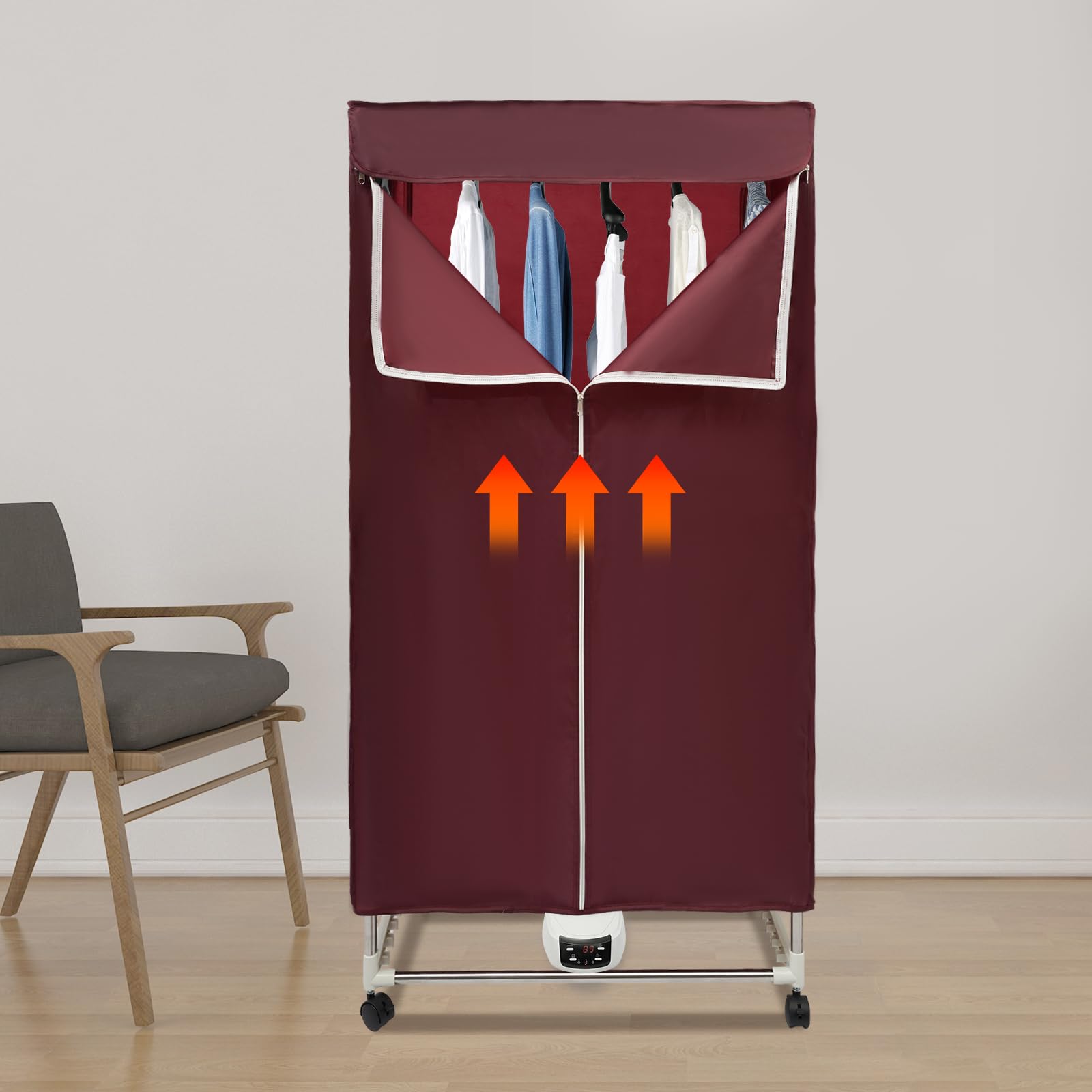 Secadora eléctrica de aire caliente, 70 x 50 x 150 cm, con termostato, secador de aire caliente con mando a distancia, armario portátil, temporizador (0-240 minutos)