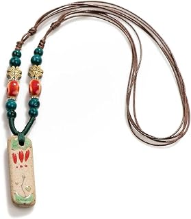 fashion necklace，Handmade Vintage Ceramic Necklace Retro craft pottery Ethnic Style Chinese Pendant Unique Women's Accessory