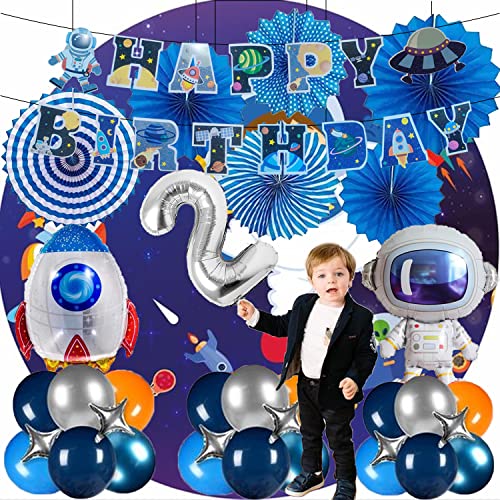 Image of Rozi Decoration Space Theme 2nd Birthday Decorations Items for Kids, Girls, Boys Astronaut Theme Birthday Decoration /Space Theme Birthday Decorations Combo Pack of 29 Pcs