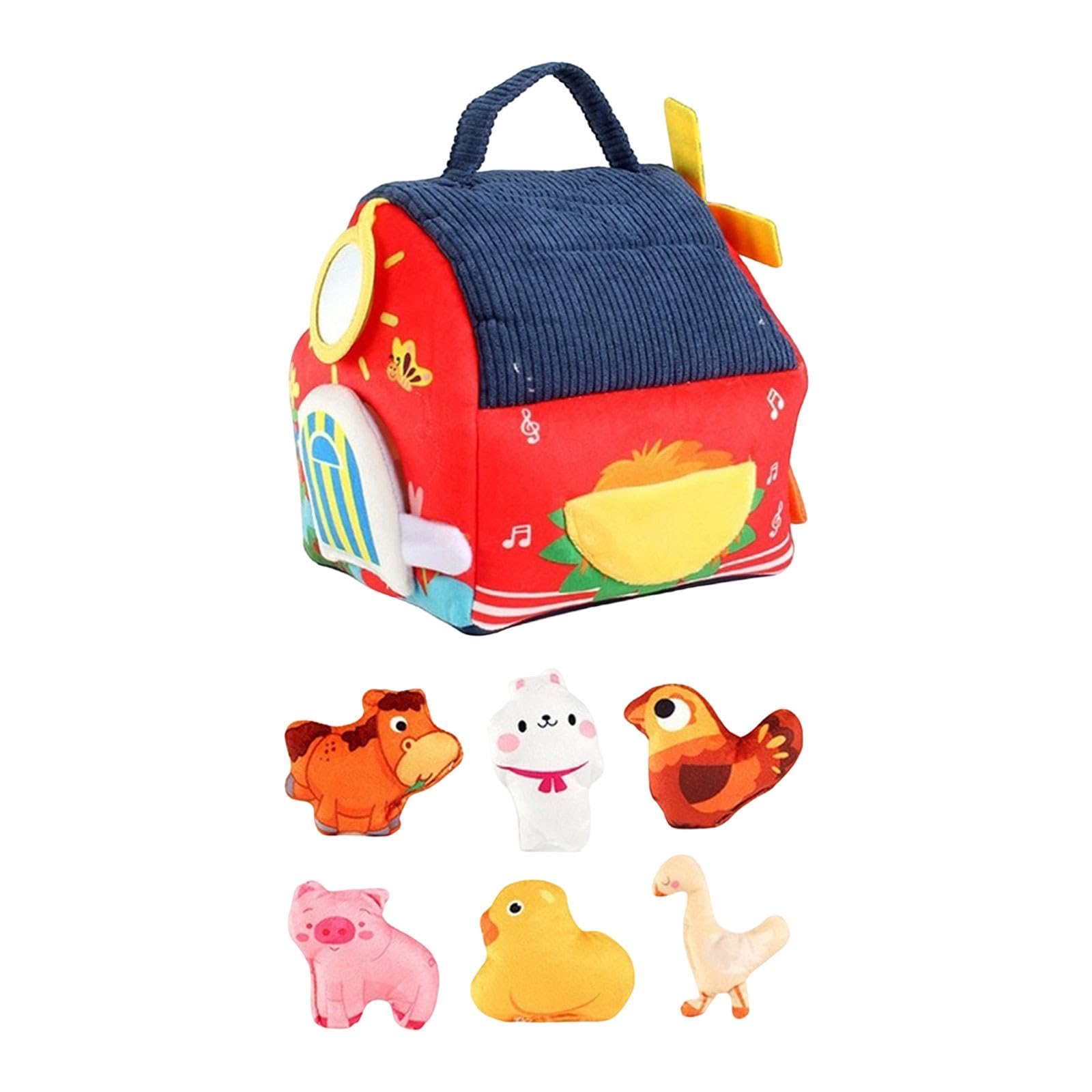 Bauernhoftiere Plüschtier-Spielset Frühpädagogisches Spielzeug Stofftiere für Babys von 0-6 und 6-12 Monaten, 18x16x22cm