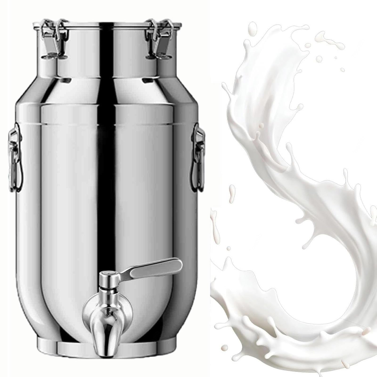 Bidon Alimentaire pour Huile 30l avec Robinet Pot A Lait INOX Couvercle