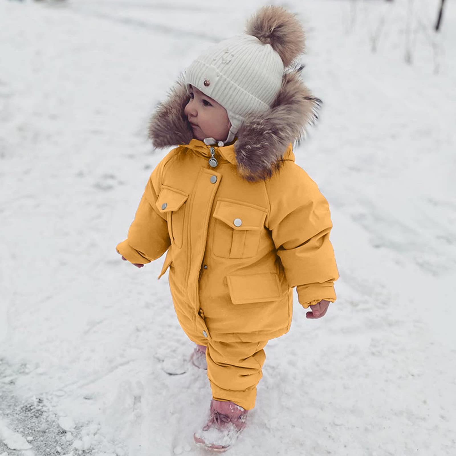 Bebé Niños Niñas Niños Invierno Grueso Cálido Con Capucha Abajo Abrigo Abajo Paraks Pantalones Mono Traje de nieve Conjunto Overol De Hombre