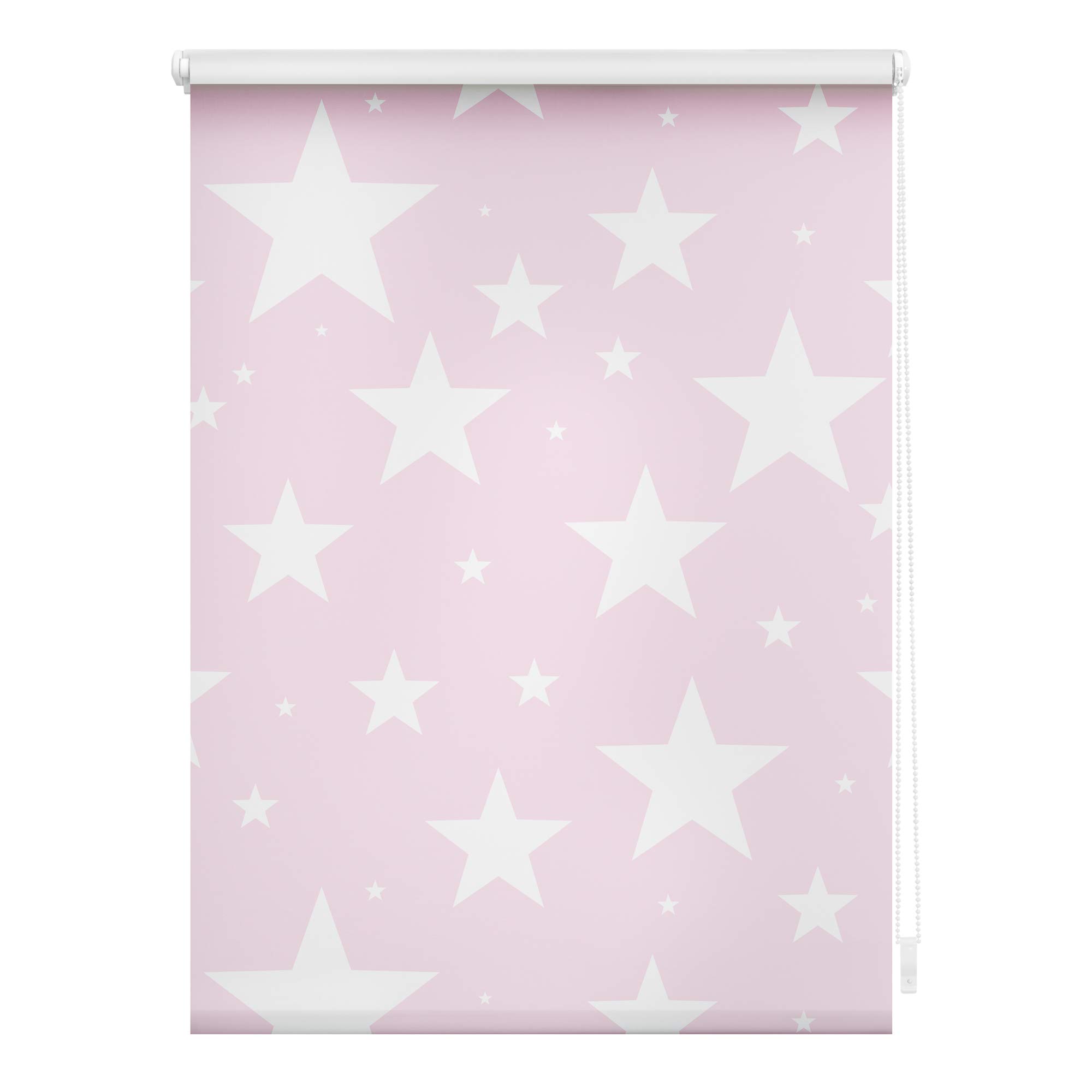 Lichtblick Klemmfix Verdunklungs-Rollo mit Motiv, Sterne Rosa, 90 × 150 cm, ohne Bohren