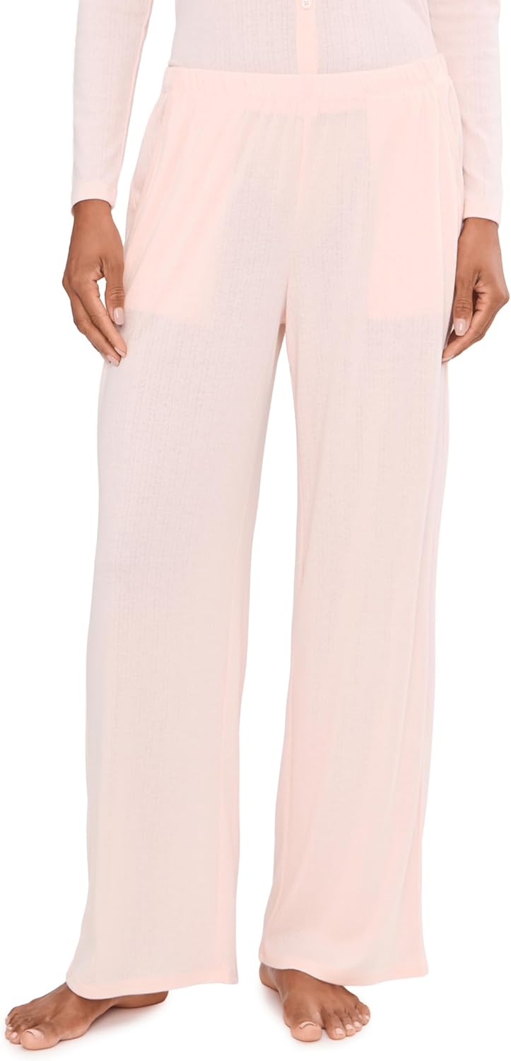 Barefoot Dreams Women's Pointelle Rib Pants with Scallop Trim