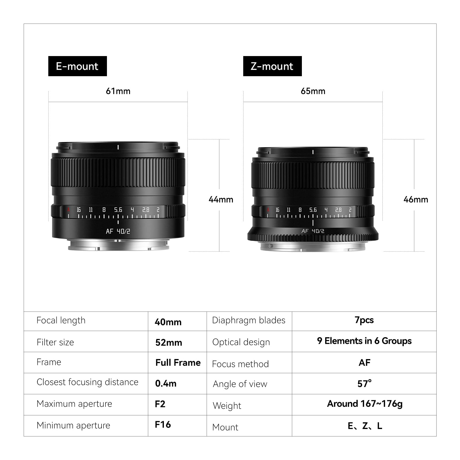 Amazon.com : TTARTISAN AF 40mm f/2 for E Mount, Full Frame 40mm f2