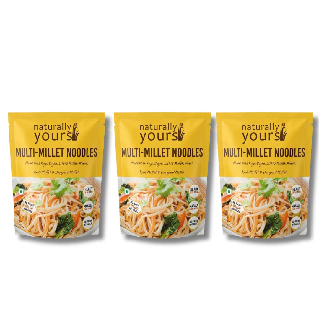 Naturally Yours Multi Millet Hakka Noodles | Ragi, Bajra, Little, Kodo & Barnyard Millet with Whole Wheat | No Maida, No Onion No Garlic, Jain Friendly, Vegan, Preservative Free | 180g Pack of 3-image-14